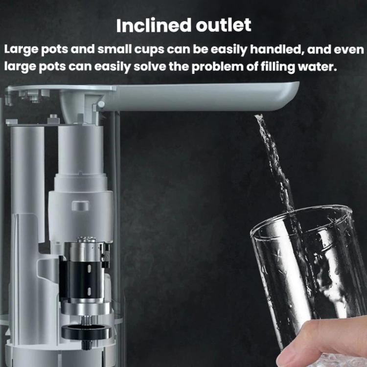 Electric water pump outlet releasing a stream of water into a cup