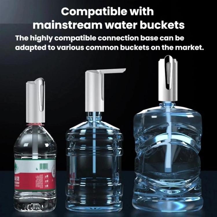 Electric water pump positioned above water bottles for dispensing