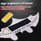 Solar-powered rear wing light, bat-shaped white housing with solar panel and LED beads