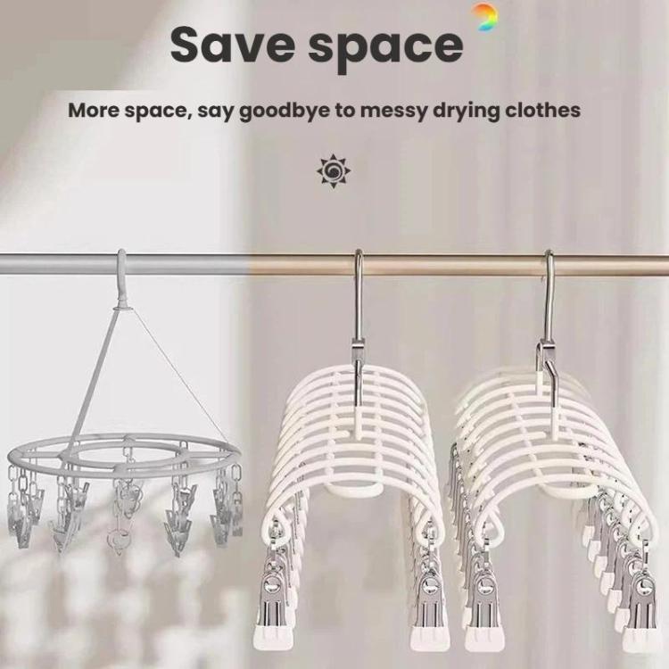 Stainless Steel Windproof 20 Clips Clothes Hanger Socks Underwear Drying Clips
