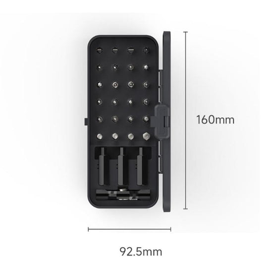 Ratchet screwdriver bit set case with compartments and included bits