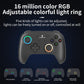 Black game controller with adjustable RGB color light ring around the left stick