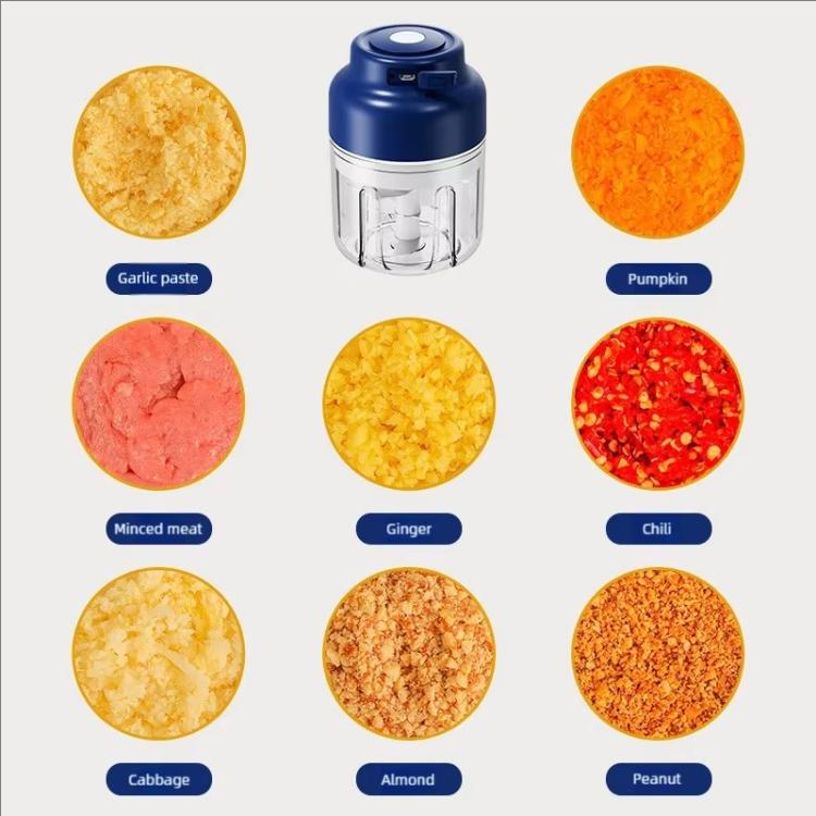 320ml Wireless Electric Garlic Chopper 6 Stainless Steel Blades Rechargeable Mini Food Processor