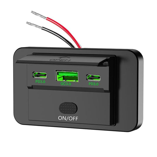 One To Three PD3.0 / QC3.0 Car Fast Charging USB Retrofit Charger
