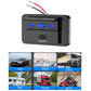 Black retrofit USB car charger with blue-lit PD/QC ports, red wire lead, and ON/OFF
