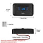 Black car fast charger with LED voltage display, with size diagram and mounting screws