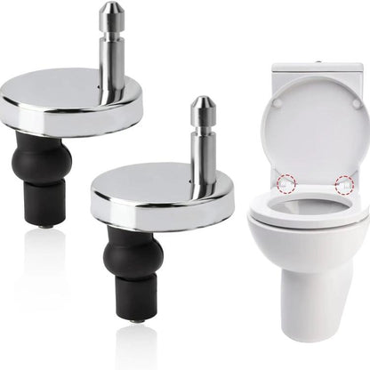 Stainless toilet seat hinge bolt kit with chrome posts and black rubber bases, 2-pack