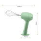Wireless handheld electric egg whisk with stand, green body and wire beaters