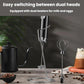Black wireless milk frother with dual beaters and wire stand