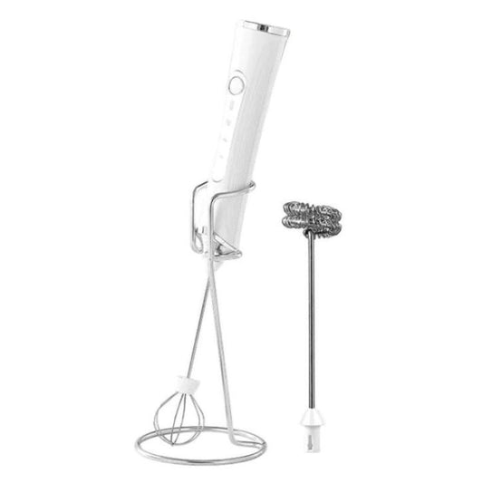 Household Handheld Mini Electric Milk Frother 3-Speed Rechargeable Egg Whisk, Dual-Head Black, Dual-Head White, Dual-Head With Bracket White, Dual-Head With Bracket Black