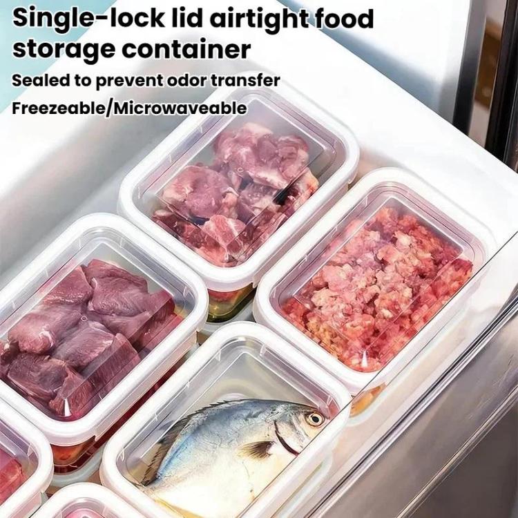 2pcs Single-Lock Airtight Food Storage Container With Lid Refrigerator Organizer For Kitchen, Small, Large