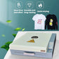 Mini heat drying oven with closed lid, control panel, and front latch handle