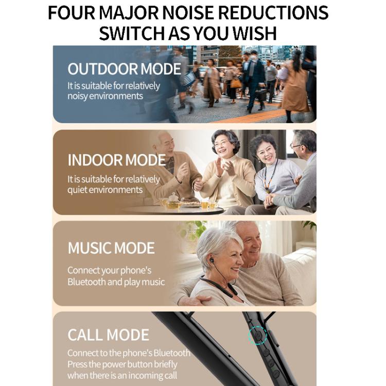 16-Channel Neck-Worn Bluetooth Hearing Aid Headphones Portable Sound Amplifier