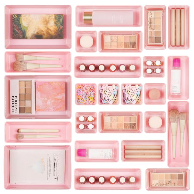 Drawer Organizer Boxes Stationery Cosmetics Miscellaneous Storage Sorting Combo Sets, 25pcs /Set