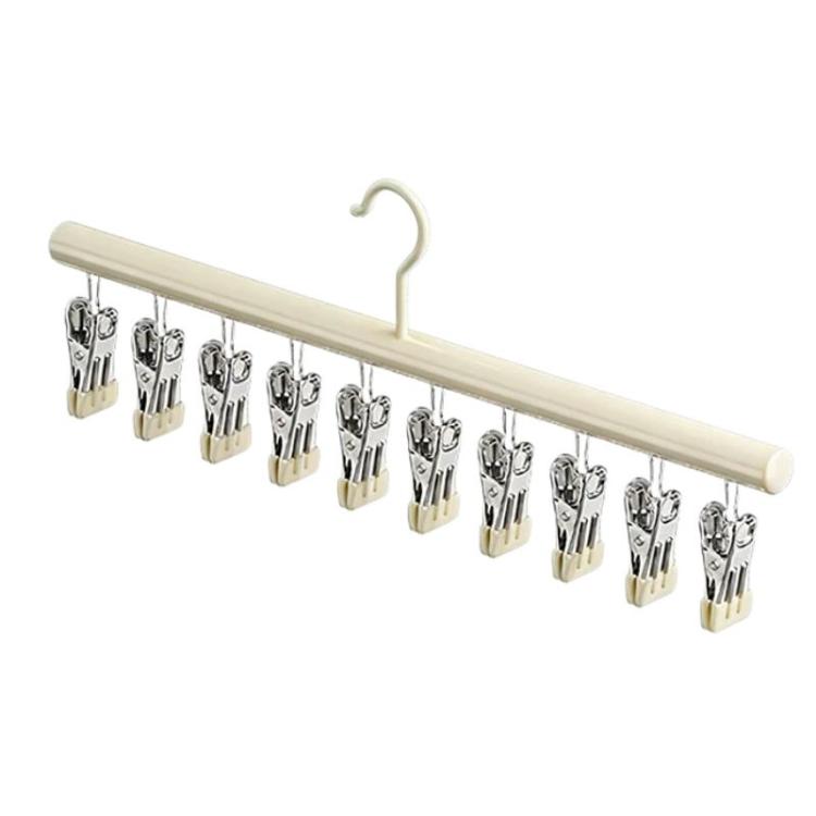 Household Non-Slip & Non-Mark Sock Drying Rack Multi-Clip Stainless Steel Clothes Hanger