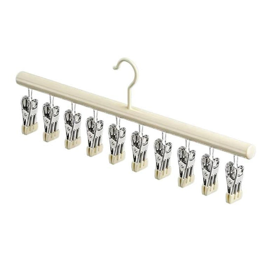 Household Non-Slip & Non-Mark Sock Drying Rack Multi-Clip Stainless Steel Clothes Hanger