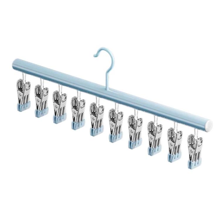Household Non-Slip & Non-Mark Sock Drying Rack Multi-Clip Stainless Steel Clothes Hanger