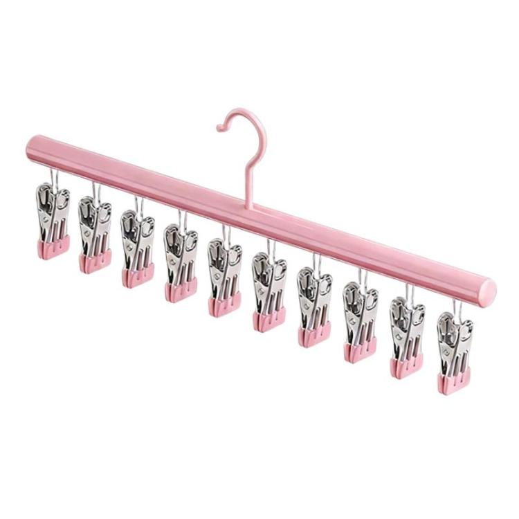 Household Non-Slip & Non-Mark Sock Drying Rack Multi-Clip Stainless Steel Clothes Hanger