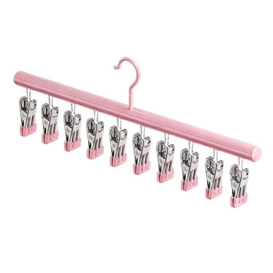 Household Non-Slip & Non-Mark Sock Drying Rack Multi-Clip Stainless Steel Clothes Hanger