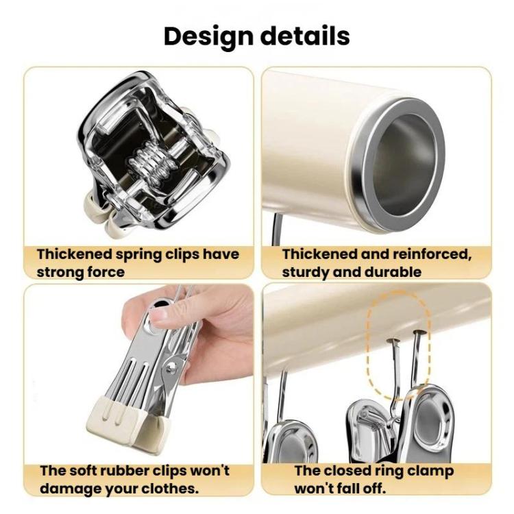 Household Non-Slip & Non-Mark Sock Drying Rack Multi-Clip Stainless Steel Clothes Hanger