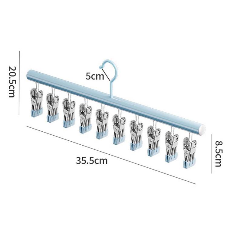 Household Non-Slip & Non-Mark Sock Drying Rack Multi-Clip Stainless Steel Clothes Hanger