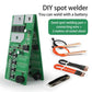 Green DIY spot welder control board with welding pen leads and nickel sheet connector wire