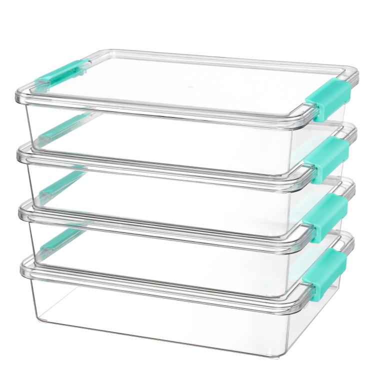 Transparent Stackable Storage Boxes With Lids Dustproof Plastic Toy Sorting Organizers, Single, 4pcs