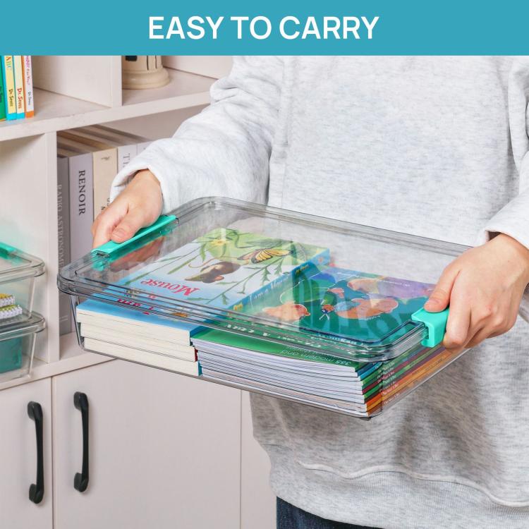 Transparent Stackable Storage Boxes With Lids Dustproof Plastic Toy Sorting Organizers, Single, 4pcs