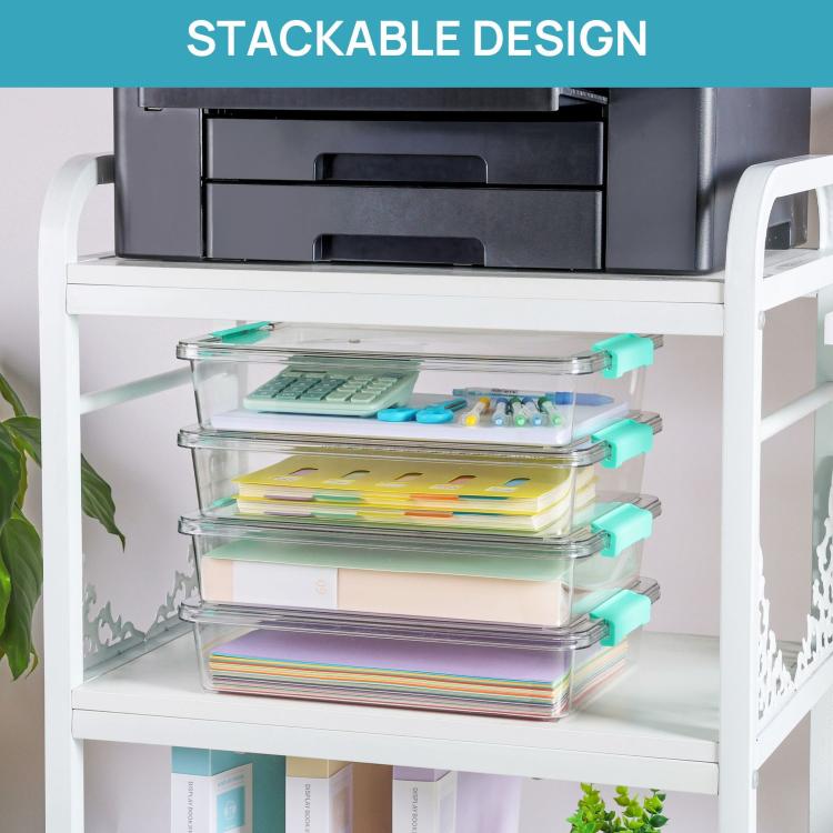 Transparent Stackable Storage Boxes With Lids Dustproof Plastic Toy Sorting Organizers, Single, 4pcs