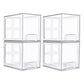 Tall Openwork Desktop Storage Box Drawer-Style Stackable Transparent Plastic Cosmetic Organizer, Single, 4pcs