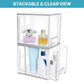 Tall Openwork Desktop Storage Box Drawer-Style Stackable Transparent Plastic Cosmetic Organizer, Single, 4pcs