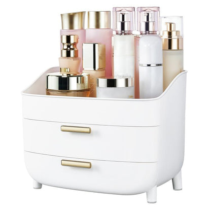 Three-Tier Cosmetic Storage Box Desktop Drawer Organizer, No Lid, With Lid
