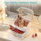 Three-Tier Cosmetic Storage Box Desktop Drawer Organizer, No Lid, With Lid