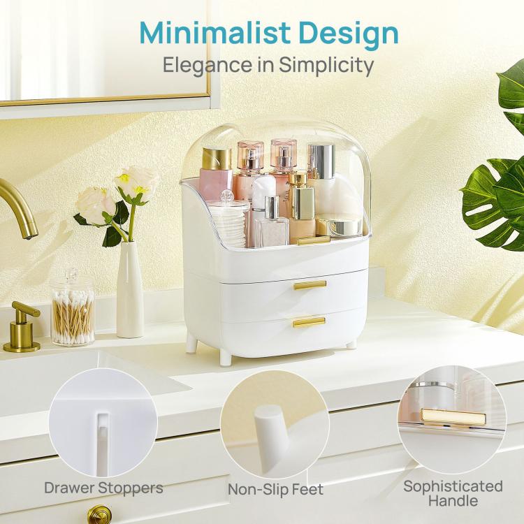 Three-Tier Cosmetic Storage Box Desktop Drawer Organizer, No Lid, With Lid