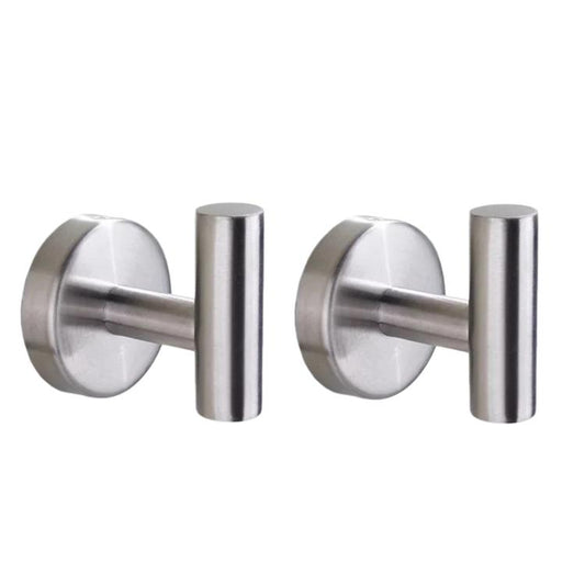 2pcs Stainless Steel Single Hook Wall Mounted Coat Hook For Bathroom, Kitchen, Entryway, Adhesive Primary Color, Adhesive Black, Drilling Primary Color, Drilling Black, Drilling Bright Color, Adhesive Bright Color, Drilling Gold, Adhesive Gold
