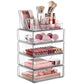 Cosmetic Transparent Desktop Storage Box, 2 Single-drawer+Makeup Rack, 4 Single-drawer+Makeup Rack, 2 Single-drawer+2 Double-drawer+Makeup Rack