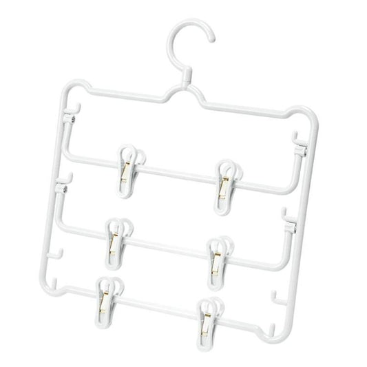 Plastic Anti-Slip 3-Layer Pants Hanger With Clips Non-Mark Hanger For Skirts, Pants, Towels & Socks