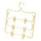 Light apricot plastic anti-slip 3-tier pants hanger with clips and side hooks