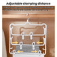 White plastic adjustable 3-tier pants hanger with clips at different positions