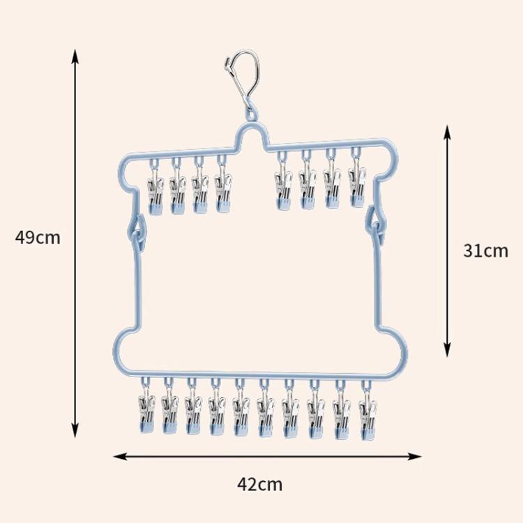 Foldable Socks Drying Hanger For Balcony Multi-Clip Stainless Steel Underwear Rack