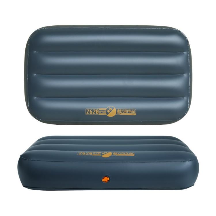 Inflatable car bed mat, dark blue with horizontal ridges and Z620 logo on side.