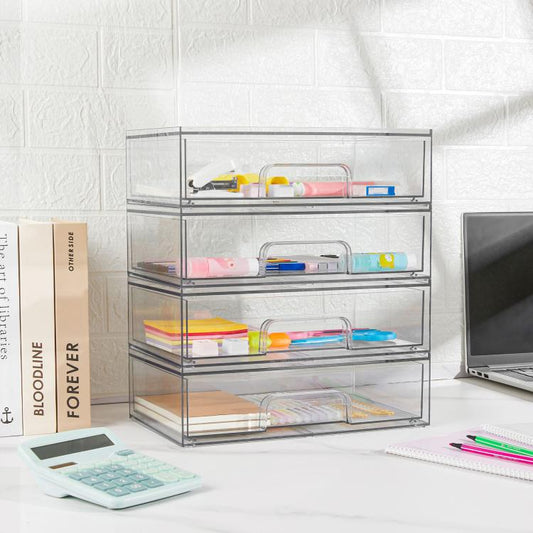 Transparent Desktop Storage Boxes Drawer-Style Storage Rack, Single, 4pcs
