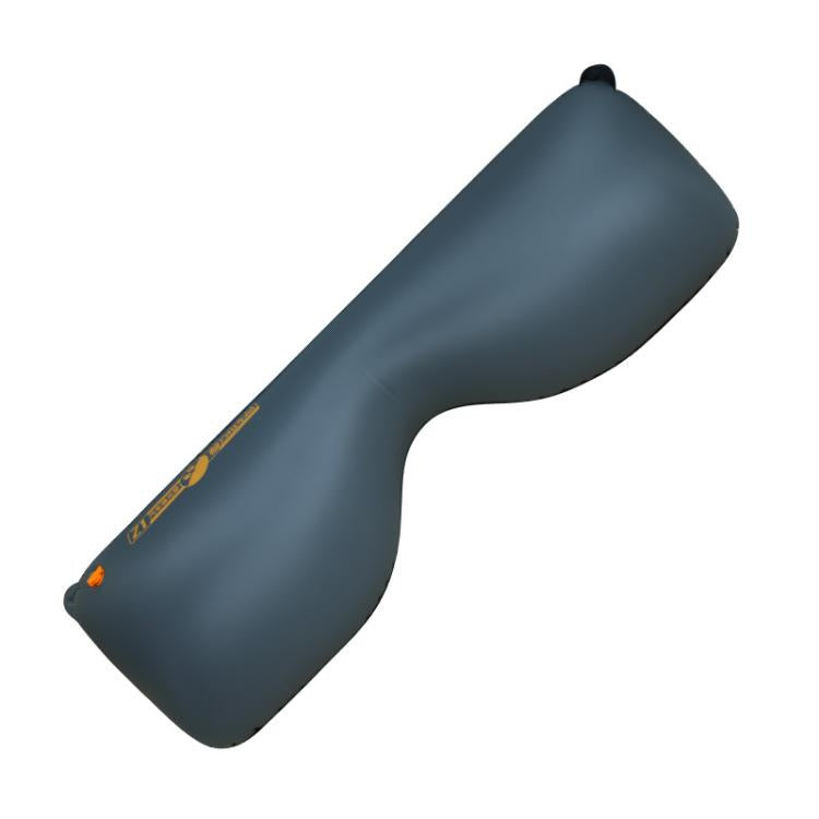 Car rear seat gap filler air cushion, blue-gray inflatable U-shape with orange valve