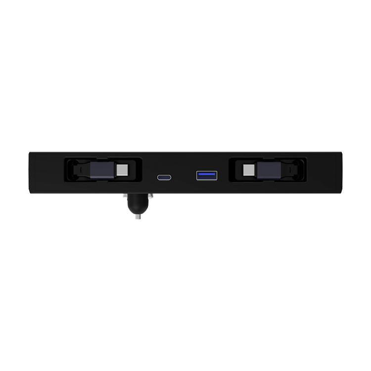 Black car charging dock panel with two USB-C ports and dual cable connectors