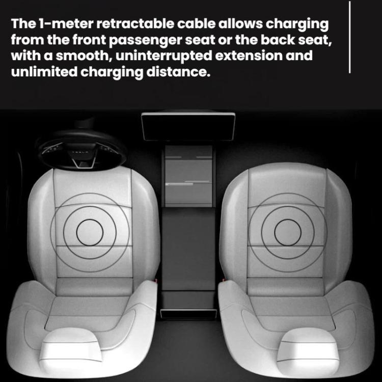 Retractable car charging cable dock with connectors near front seats area
