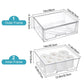 Clear PET storage box with outer frame and inner base holding small containers