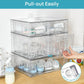 Clear PET organizer with pull-out drawers and rows of bathroom accessories
