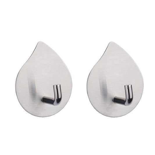2pcs /Pack Stainless Steel Teardrop Adhesive Hook No-Drill Wall Hanger for Bathroom, Kitchen, and Wardrobe, J Shape Silver, J Shape Black, Oblique Silver, Oblique Black, NO.12 Silver, NO.12 Black