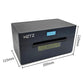 Compact black 4-inch thermal label printer with size dimensions