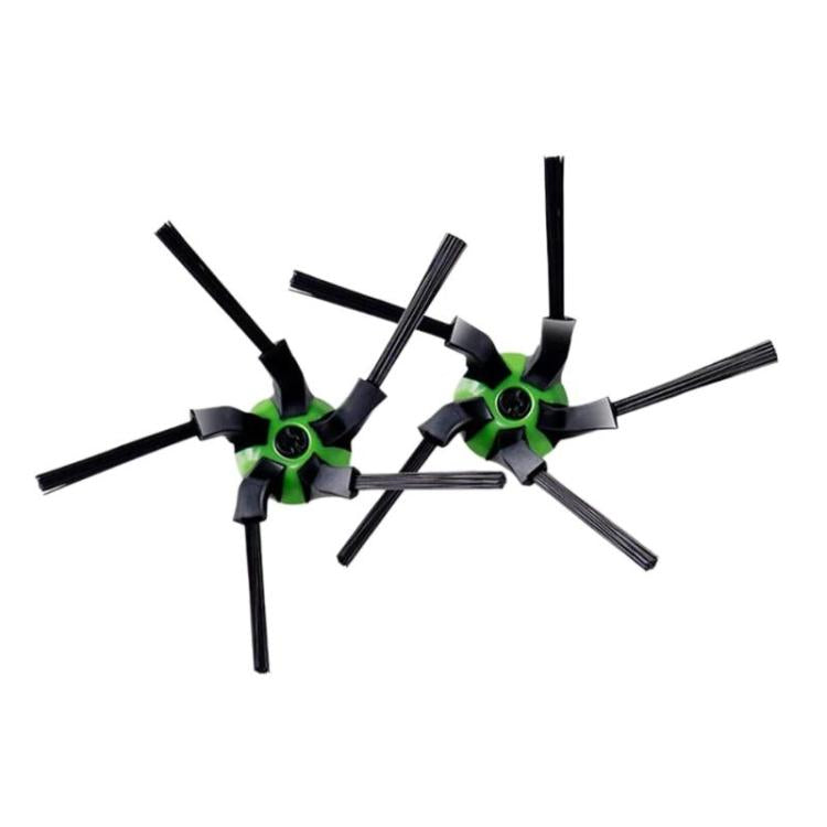 Robot vacuum side brush assembly with green hubs and black bristles